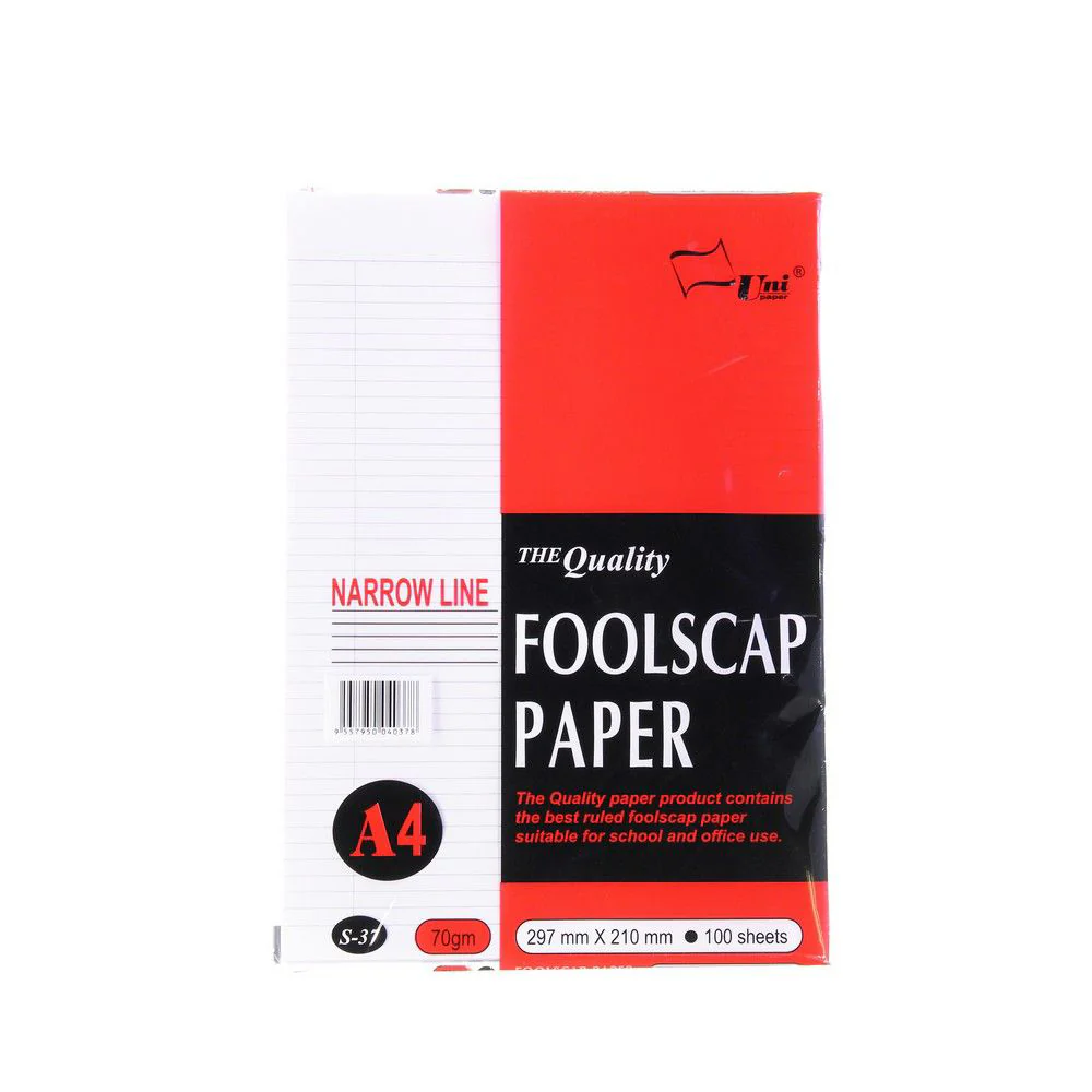 A4 Narrow Line Foolscap Paper 100'S S-37/100NL - Image 4
