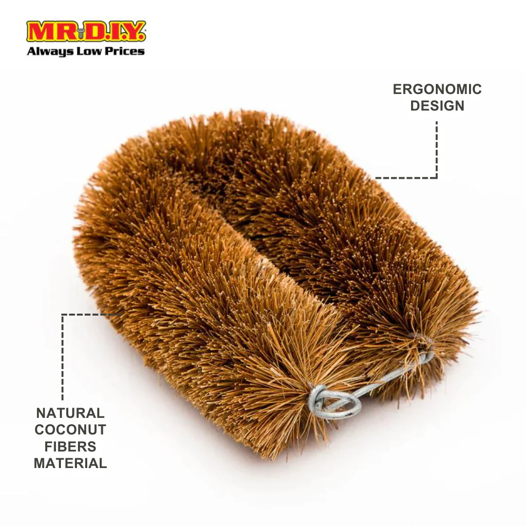 (MR.DIY) Cleaning Brush Coconut Fiber Abalone Brown (10.5 x 8cm) - Image 4