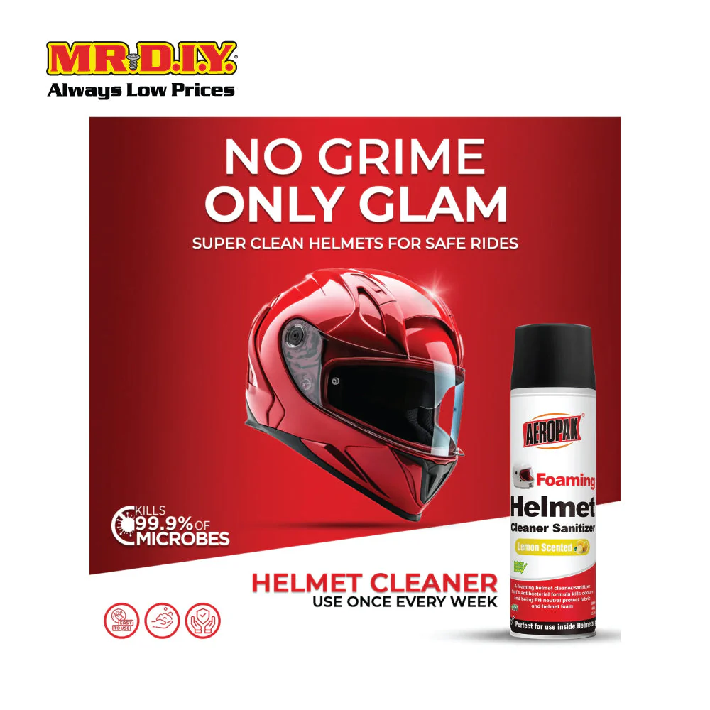 AEROPAK Foaming Helmet Cleaner Sanitizer Lemon Scented (500ml) - Image 4