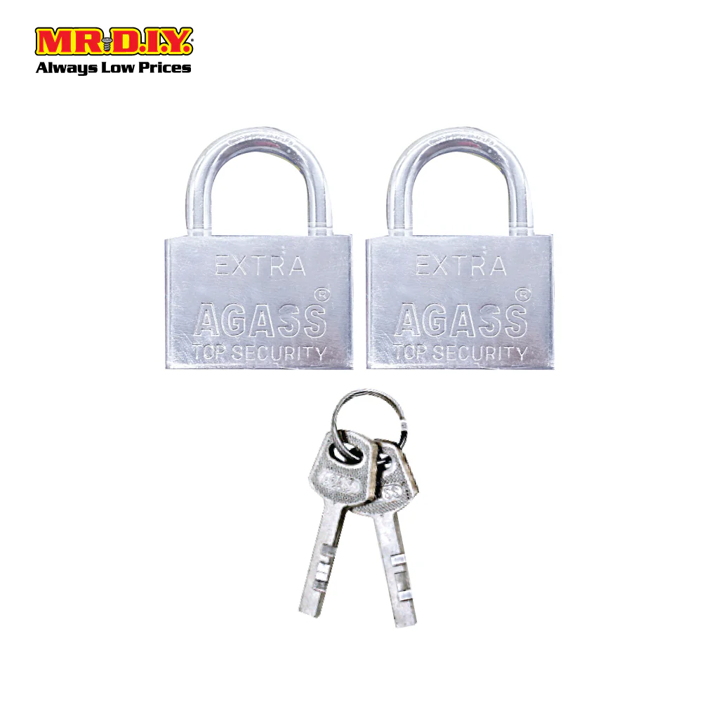 AGASS Safety Extra Chrome Plated Brass Padlock (2pcs x 50mm) - Image 2