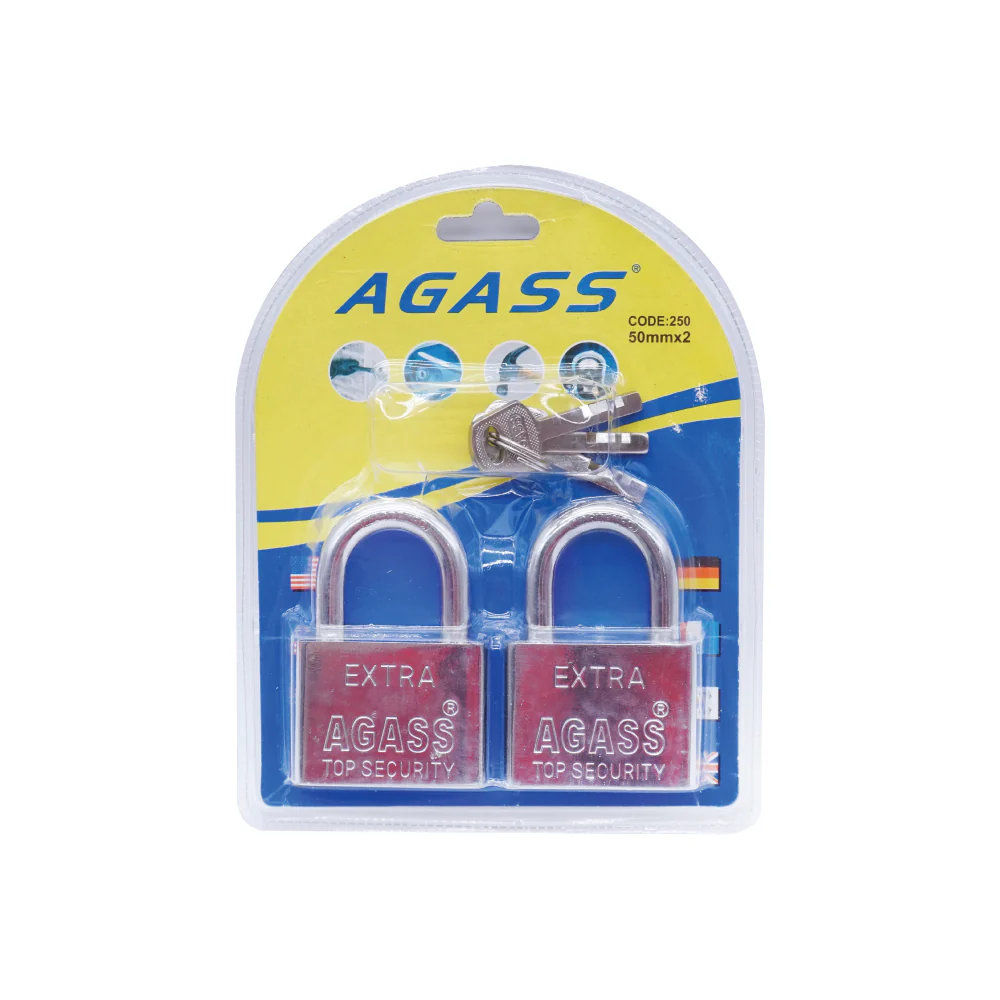 AGASS Safety Extra Chrome Plated Brass Padlock (2pcs x 50mm) - Image 4