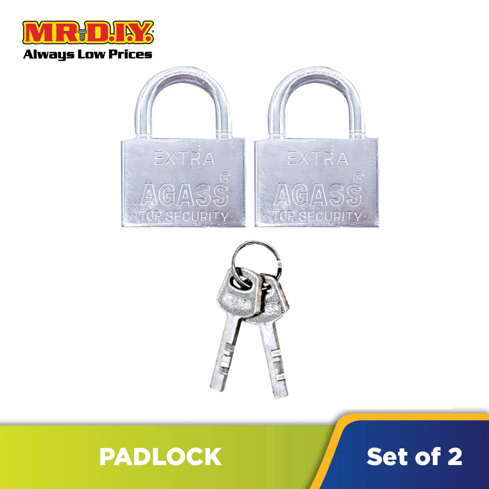 AGASS Safety Extra Chrome Plated Brass Padlock (2pcs x 50mm) - Image 5