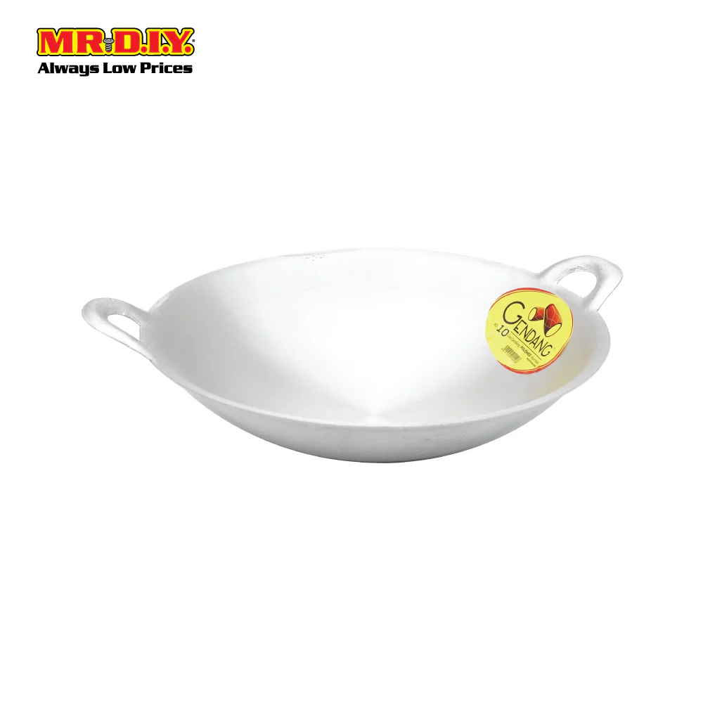 GENDANG Polished Aluminium Cooking Wok Double Handle 10" - Image 3