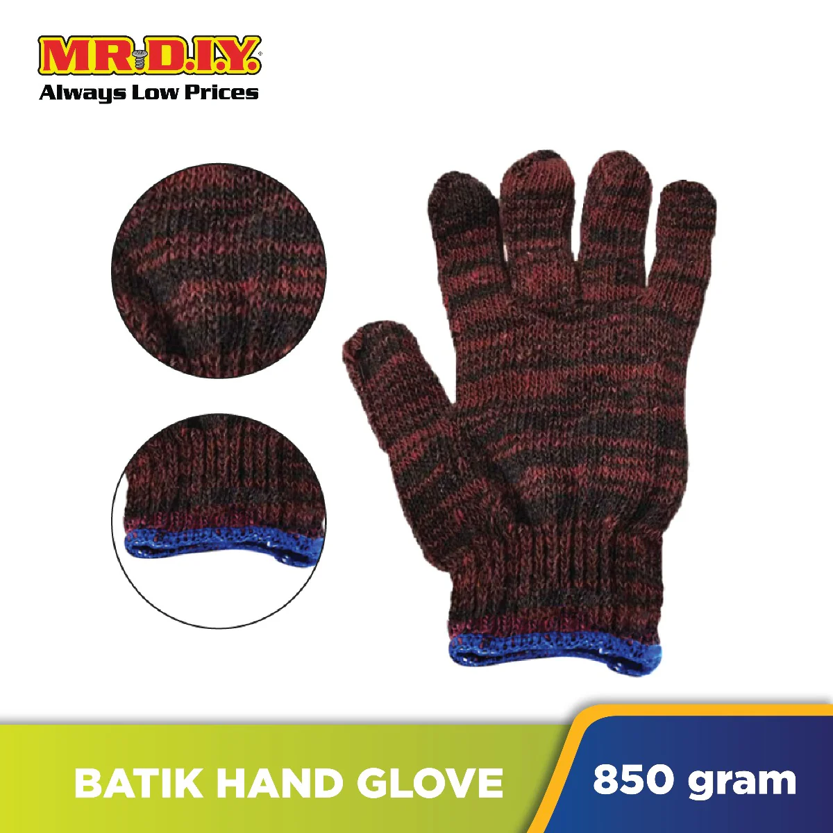 (MR.DIY) Batik Knitted Cotton Safety Hand Gloves 850g (12 pairs) - Image 4