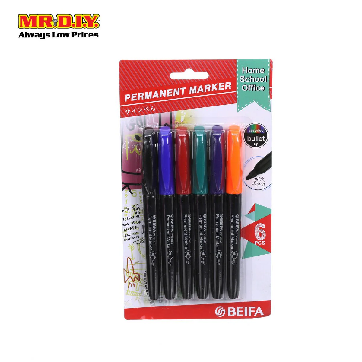 (MR.DIY) Beifa Permanent Marker (6Pcs) - Image 2