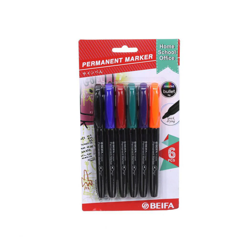(MR.DIY) Beifa Permanent Marker (6Pcs) - Image 4