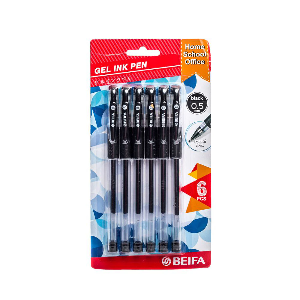 (MR.DIY) Beifa Gel Ink Pen 0.5mm Black (6pcs) - Image 2