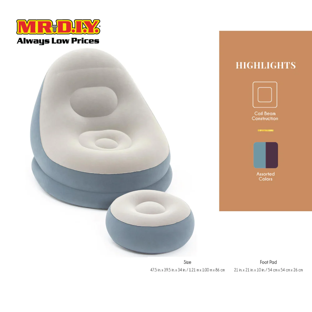 (MR.DIY) BESTWAY Comfort Inflatable Cruiser Lounger Chair with Foot Rest (1.12m x 1.00m x 0.86m) - Image 3