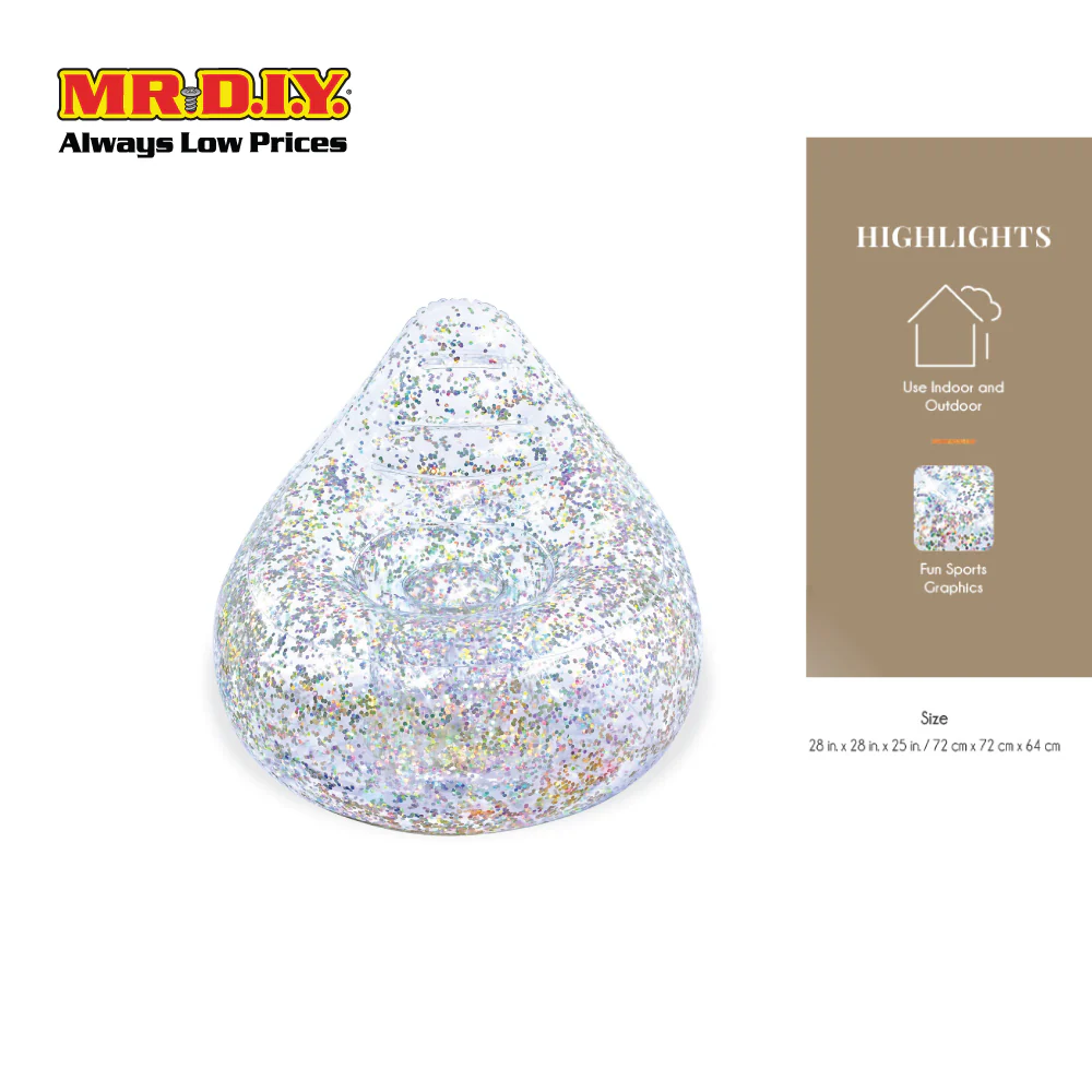 BESTWAY Glitter Dream Inflatable Outdoor Indoor Air Chair (72cm x 72cm x 64cm) - Image 2