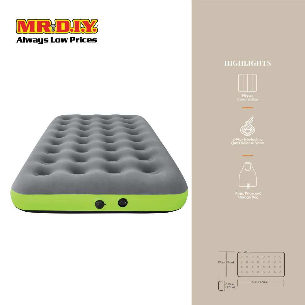 (MR.DIY) BESTWAY Camping Roll & Relax Air Bed Inflatable Twin Air Mattress (1.88m x 99cm x 22cm) - Image 4