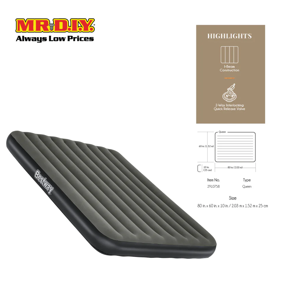 (MR.DIY) BESTWAY Camping Tritech Queen-Size Inflatable Air Bed Mattress (2.03m x 1.52m x 25cm) - Image 3