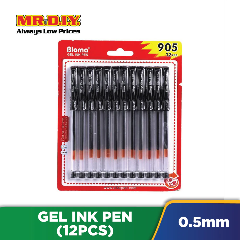 (MR.DIY) Bloma Black Gel Ink Pen 0.5mm (12 pcs) - Image 3