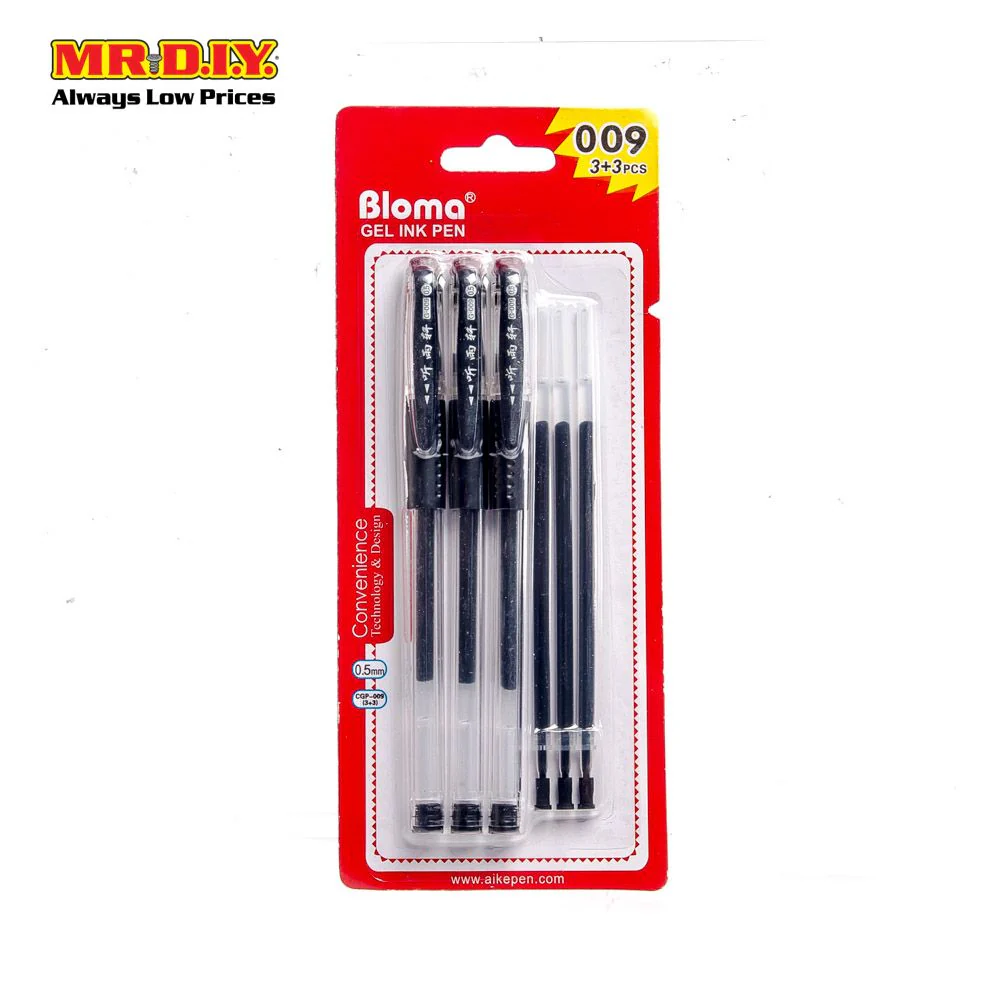 (MR.DIY) Bloma Black Gel Ink Pen 0.5mm (3+3 pcs) - Image 6