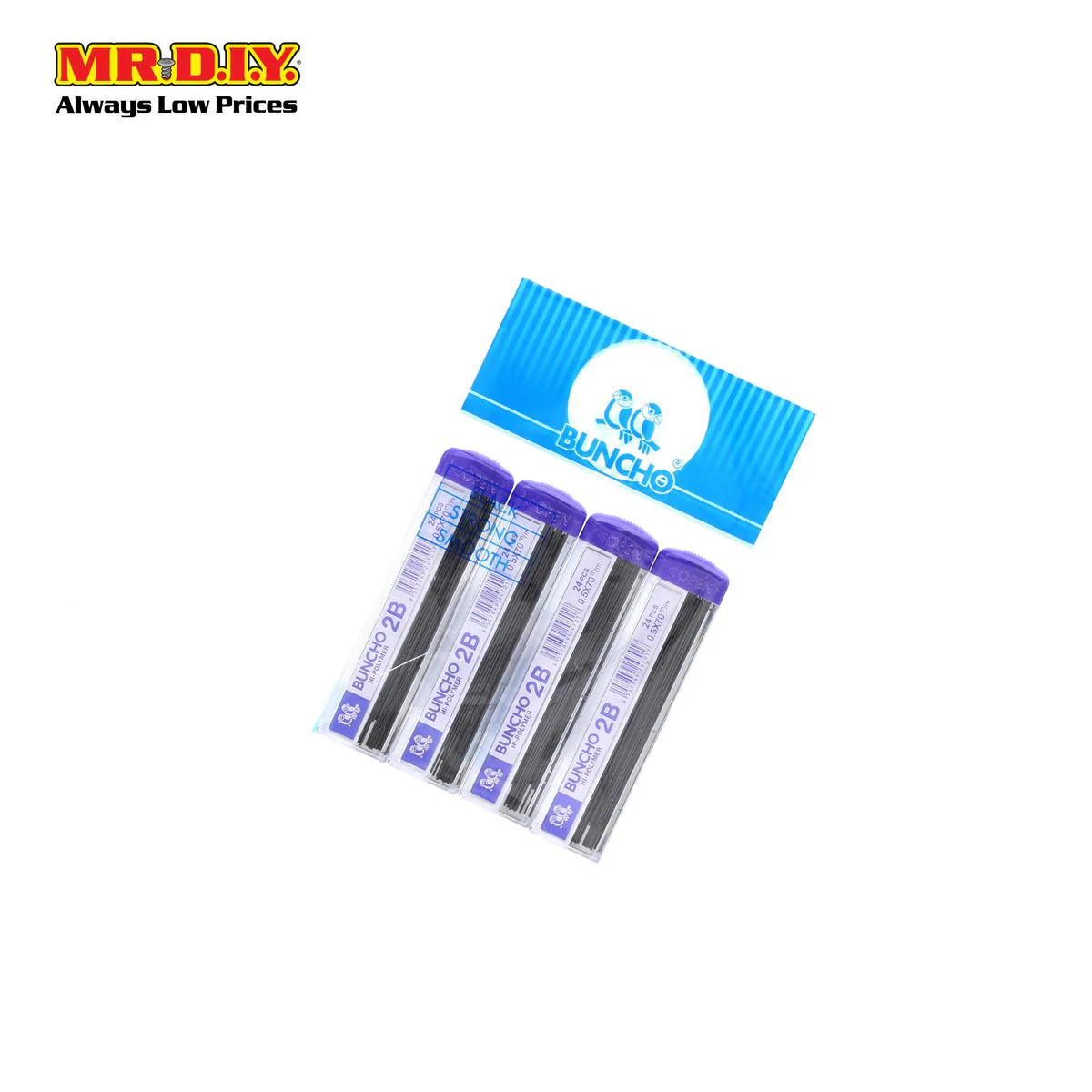 (MR.DIY) BUNCHO 2B Pencil Lead [0.5mm] (4 in 1 Pack) - Image 2