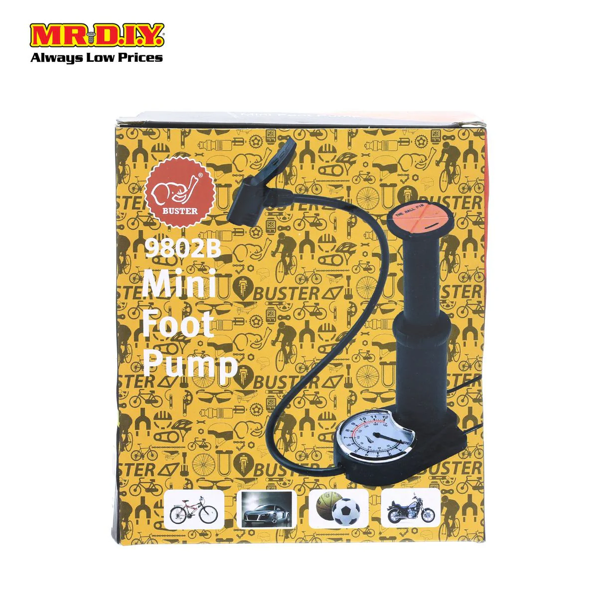 BUSTER Portable Manual Mini Foot Air Pump - 9802B - Image 2