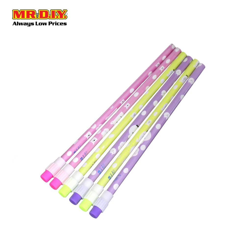 (MR.DIY) CAMRY Cute Animal Pencils With Rubber Eraser Head (6pcs) - Image 3