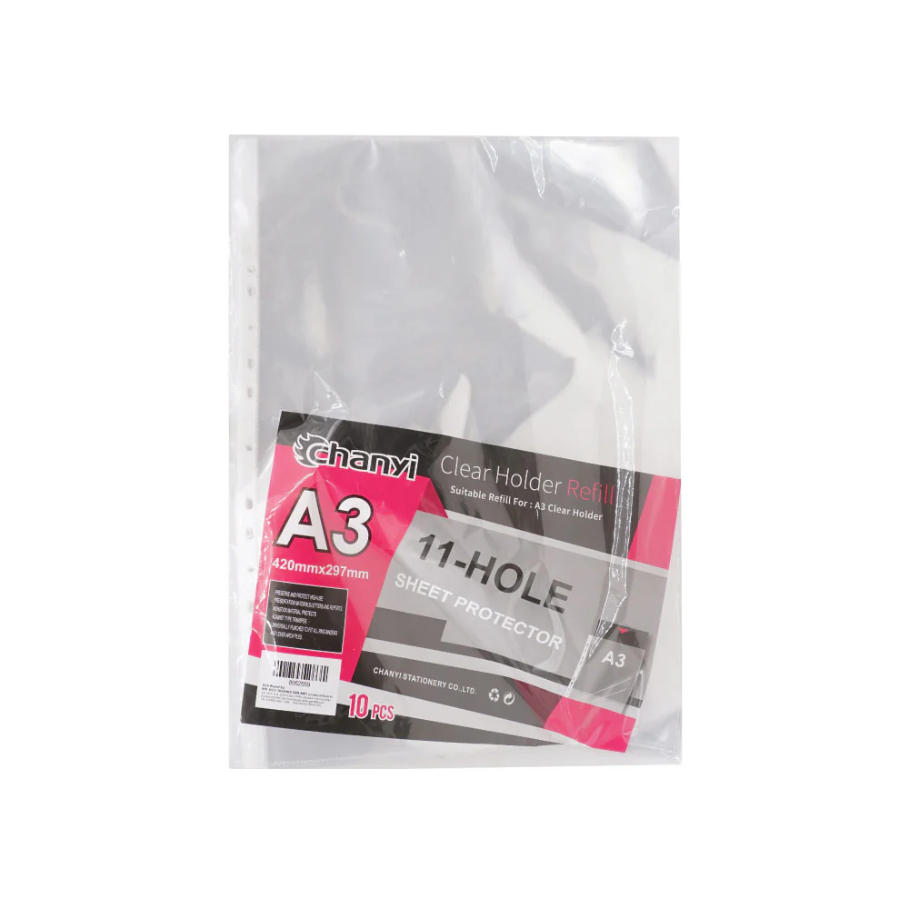 CHANYI A3 Sheet Protector PP 11 Hole 8C (10pcs) - Image 5