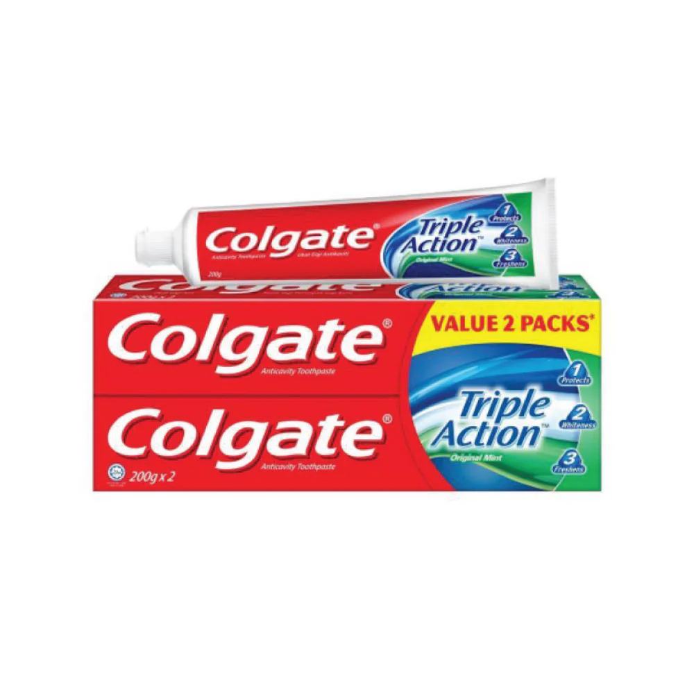 COLGATE Twin Pack Triple Action Toothpaste Original Mint (2 x 175g) - Image 4