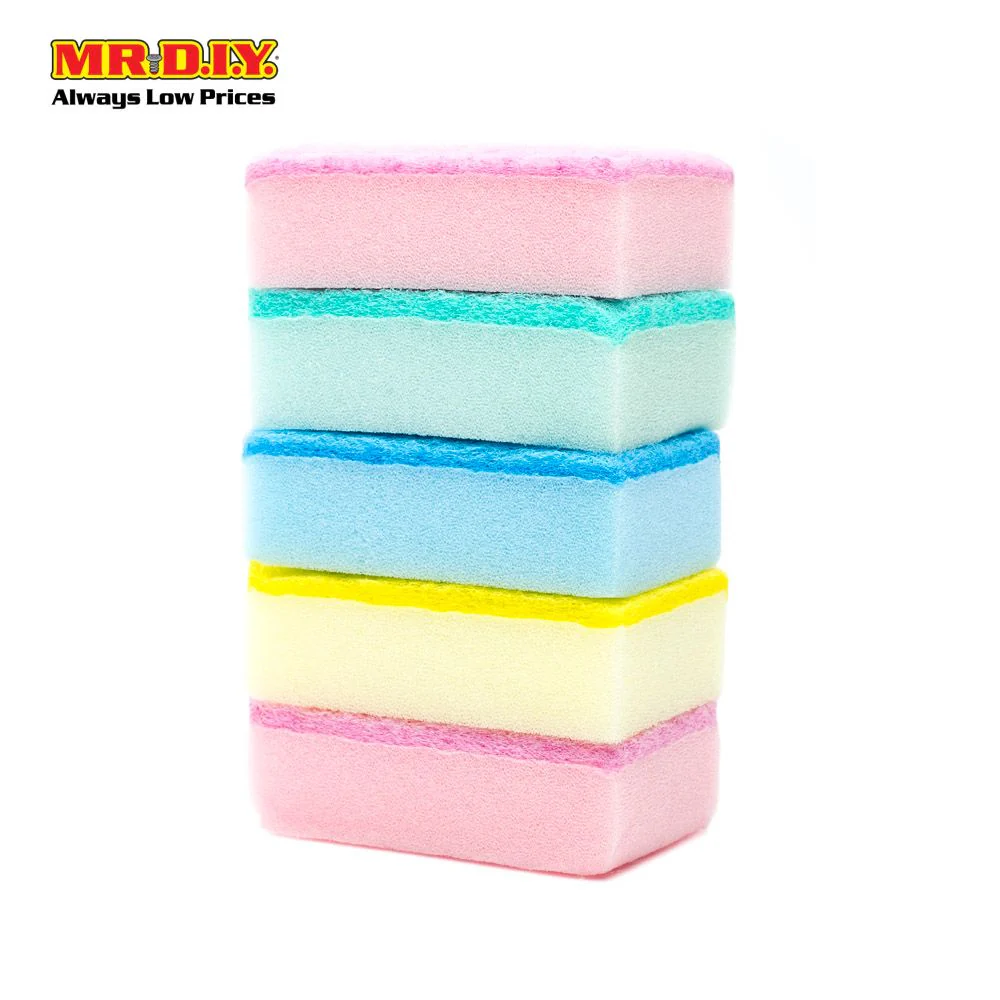 Multi-Purpose Dual-Sided Colourful Sponge Scouring Pad Cleaning  (5pcs) - Image 2