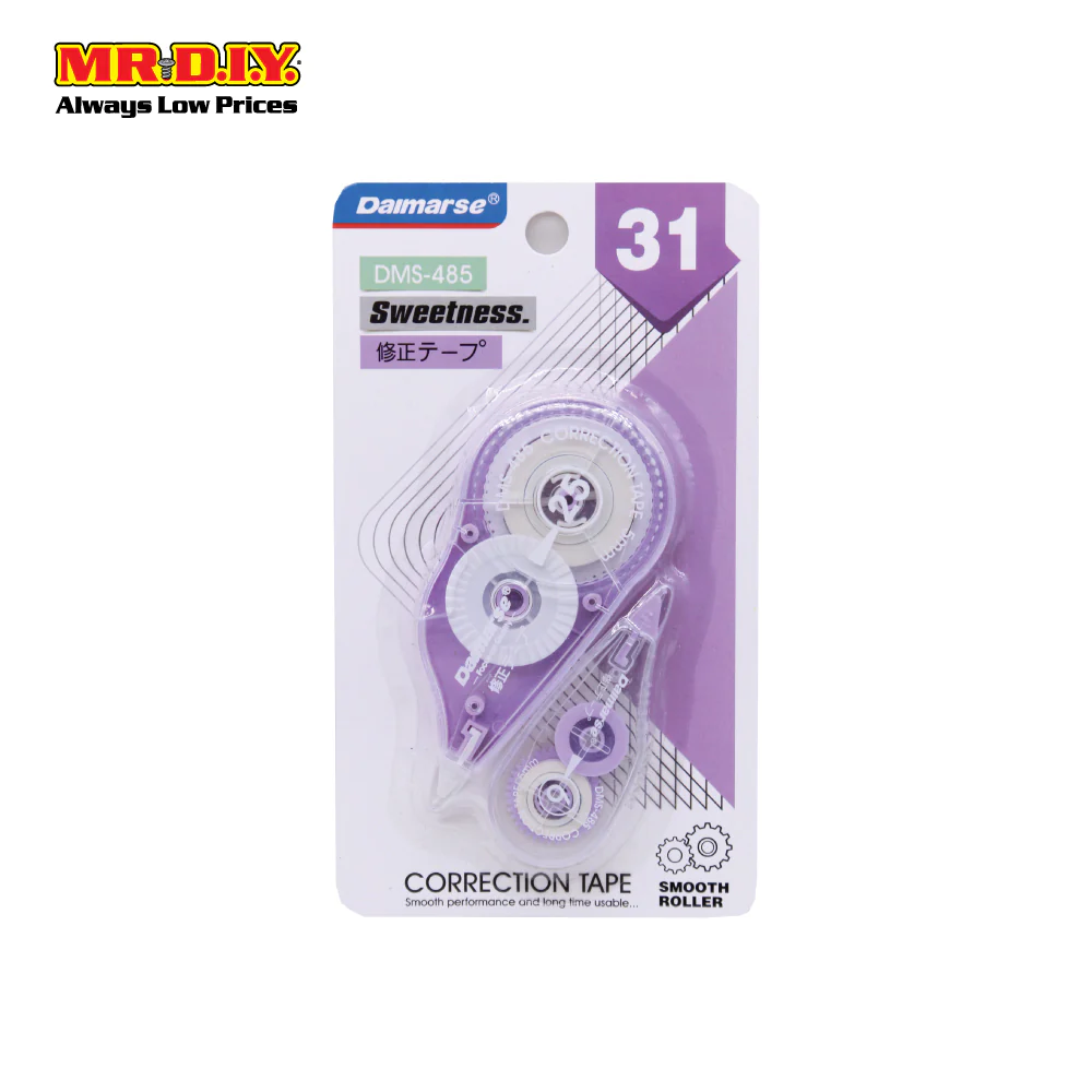 (MR.DIY) DAIMARSE Smooth Roller Correction Tape - DMS-486 (1 + 1 Jumbo & Mini Set) - Image 3