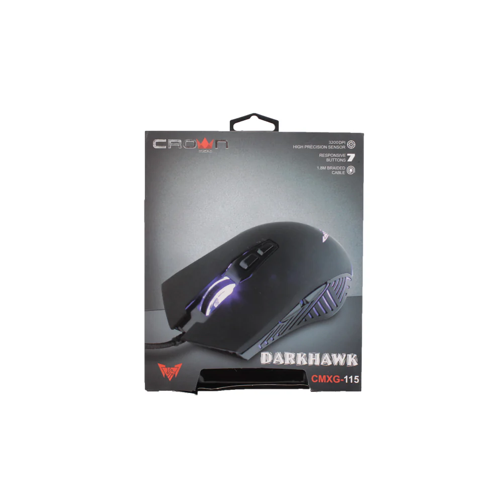 CROWN DarkHawk Wired Gaming Mouse CMXG-115 Black - Image 2