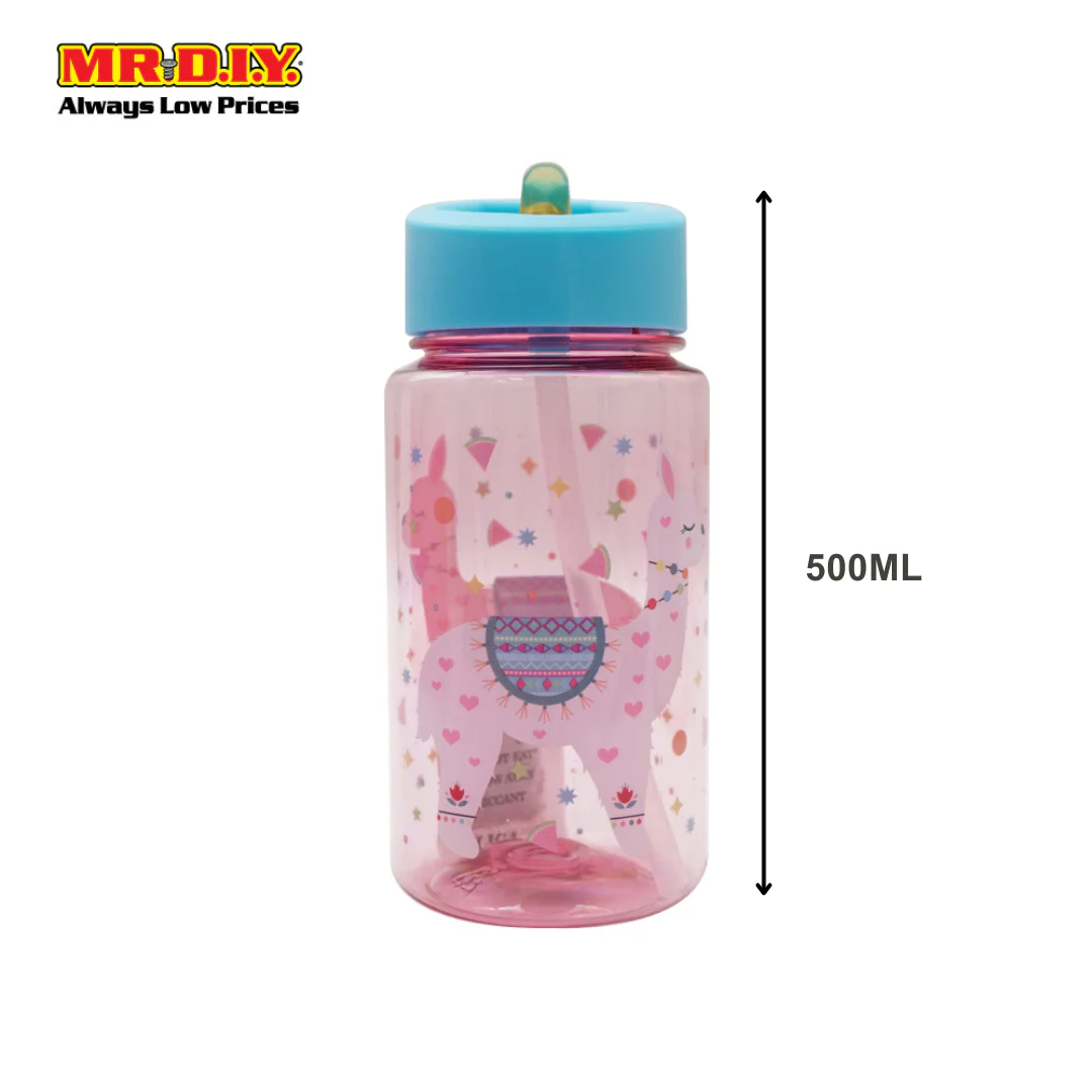 (MR.DIY) Kids Cute Cartoon Lightweight Plastic Water Bottle School With Straw (500ml) - Image 3