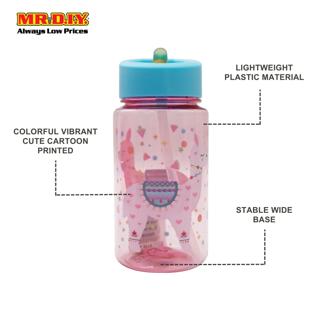 (MR.DIY) Kids Cute Cartoon Lightweight Plastic Water Bottle School With Straw (500ml) - Image 4