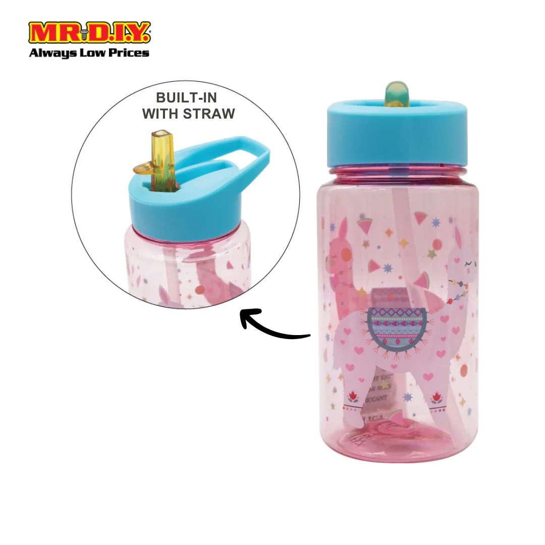 (MR.DIY) Kids Cute Cartoon Lightweight Plastic Water Bottle School With Straw (500ml) - Image 5