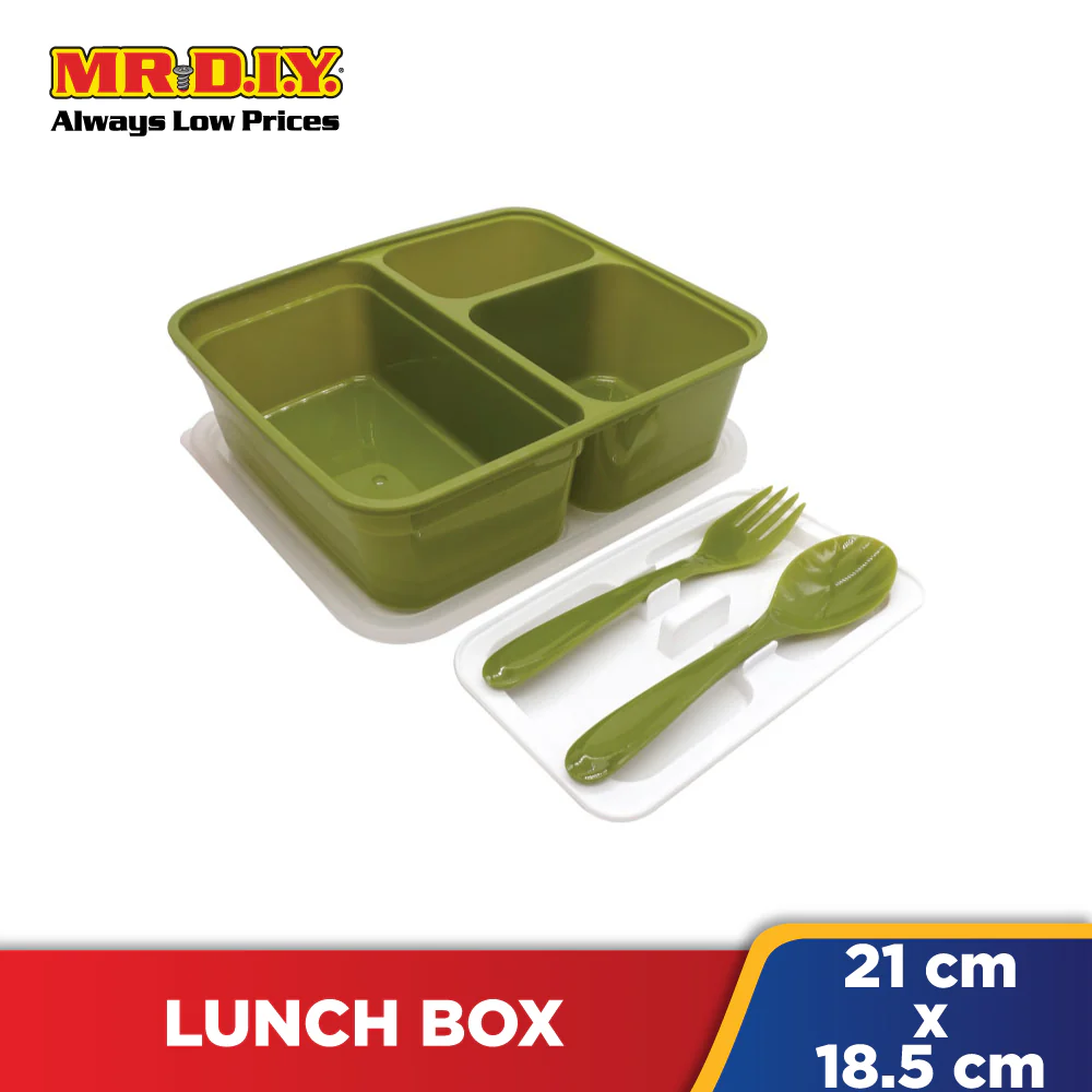 ELIANWARE 3 Compartment Lunch Box With Fork Spoon - Image 2