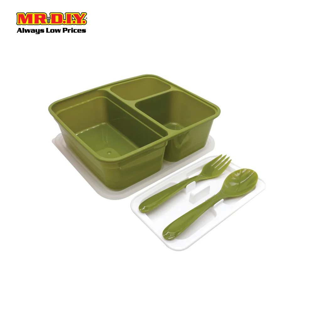 ELIANWARE 3 Compartment Lunch Box With Fork Spoon - Image 3