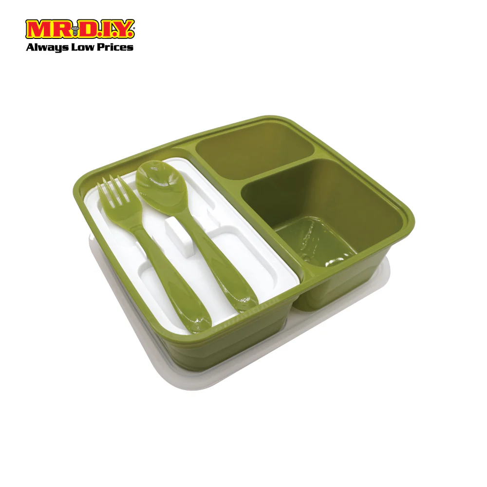 ELIANWARE 3 Compartment Lunch Box With Fork Spoon - Image 4