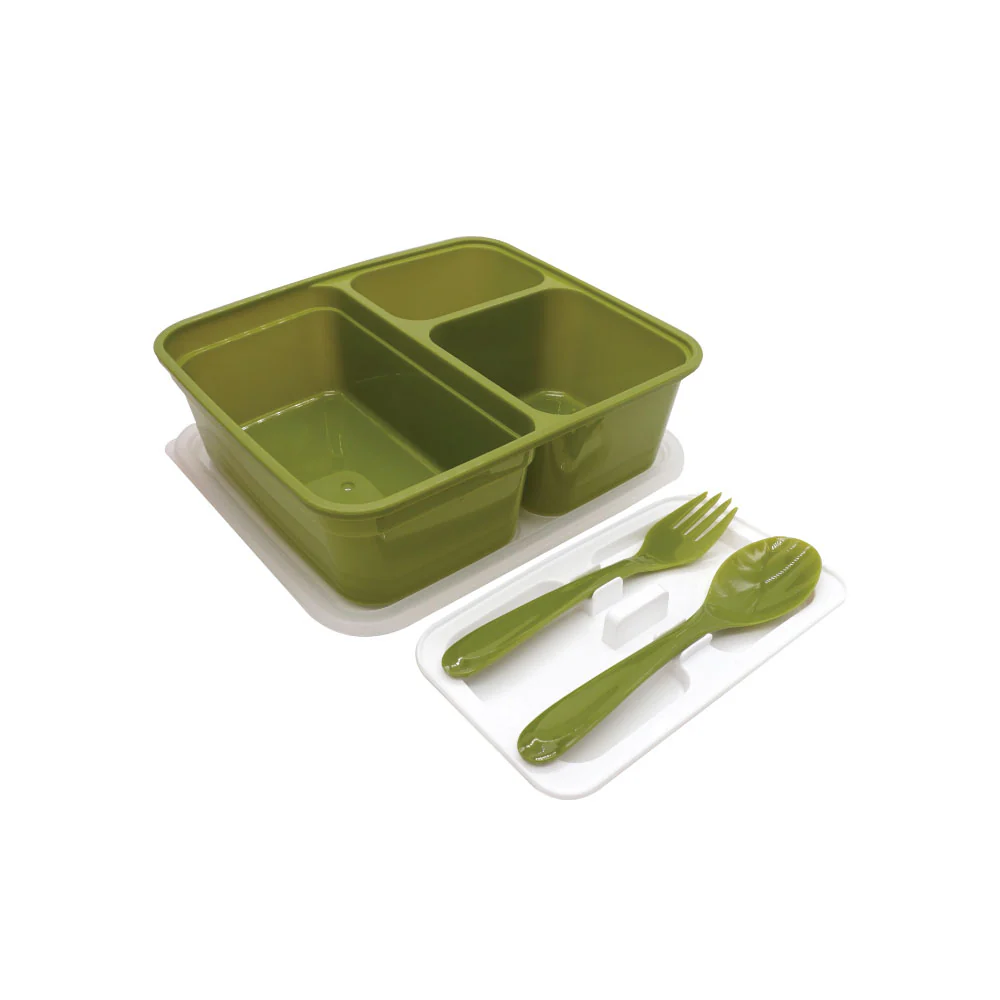 ELIANWARE 3 Compartment Lunch Box With Fork Spoon - Image 5