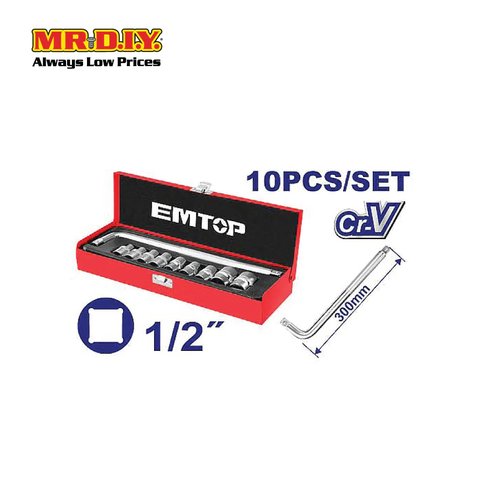 [PRE-ORDER] EMTOP 10 Pcs 1/2" Socket Set ESKT12104 - Image 3