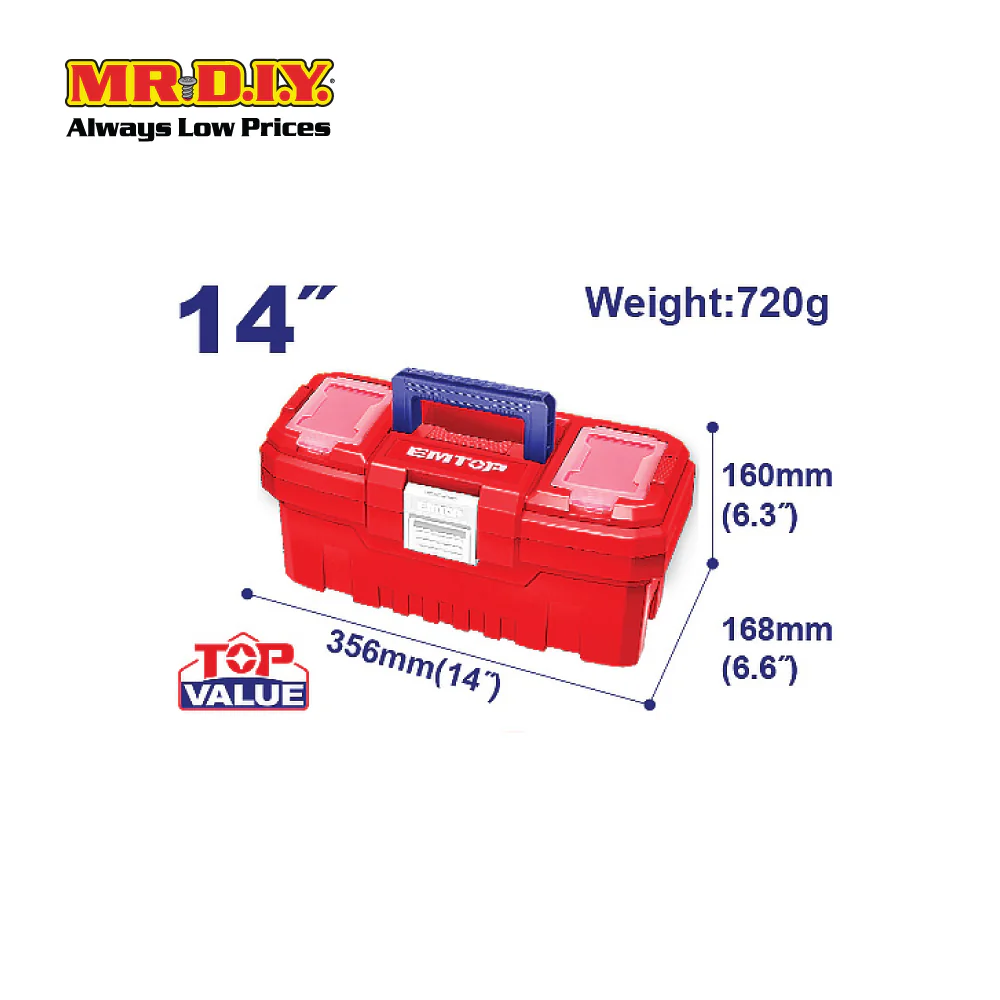 [PRE-ORDER] EMTOP 14" Plastic Tool Box EPBX1401 - Image 3