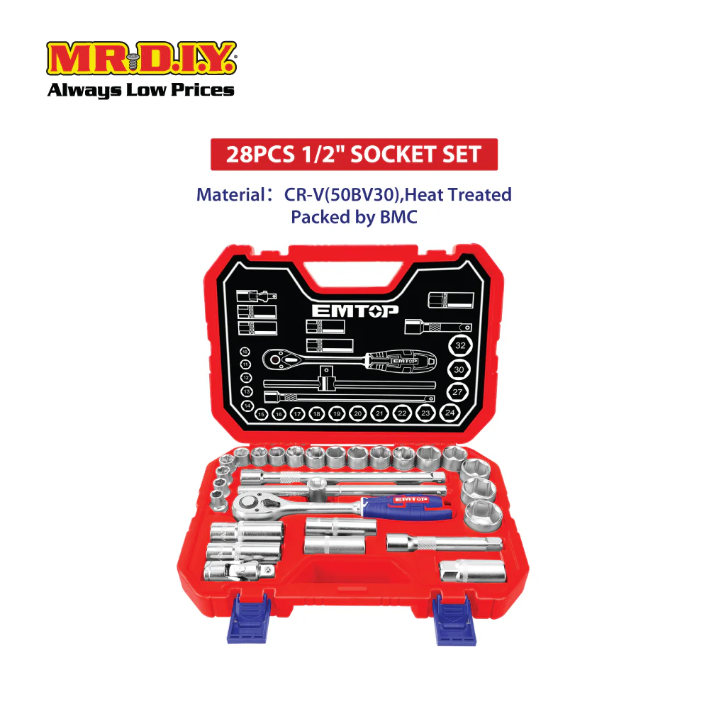 EMTOP 28 Pcs 1/2″ socket set  - ESKT12281 - Image 4