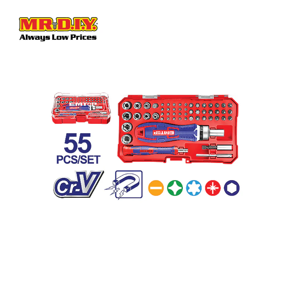 [PRE-ORDER] EMTOP 55 Pcs Screwdriver Bits Set EBST05502 - Image 3