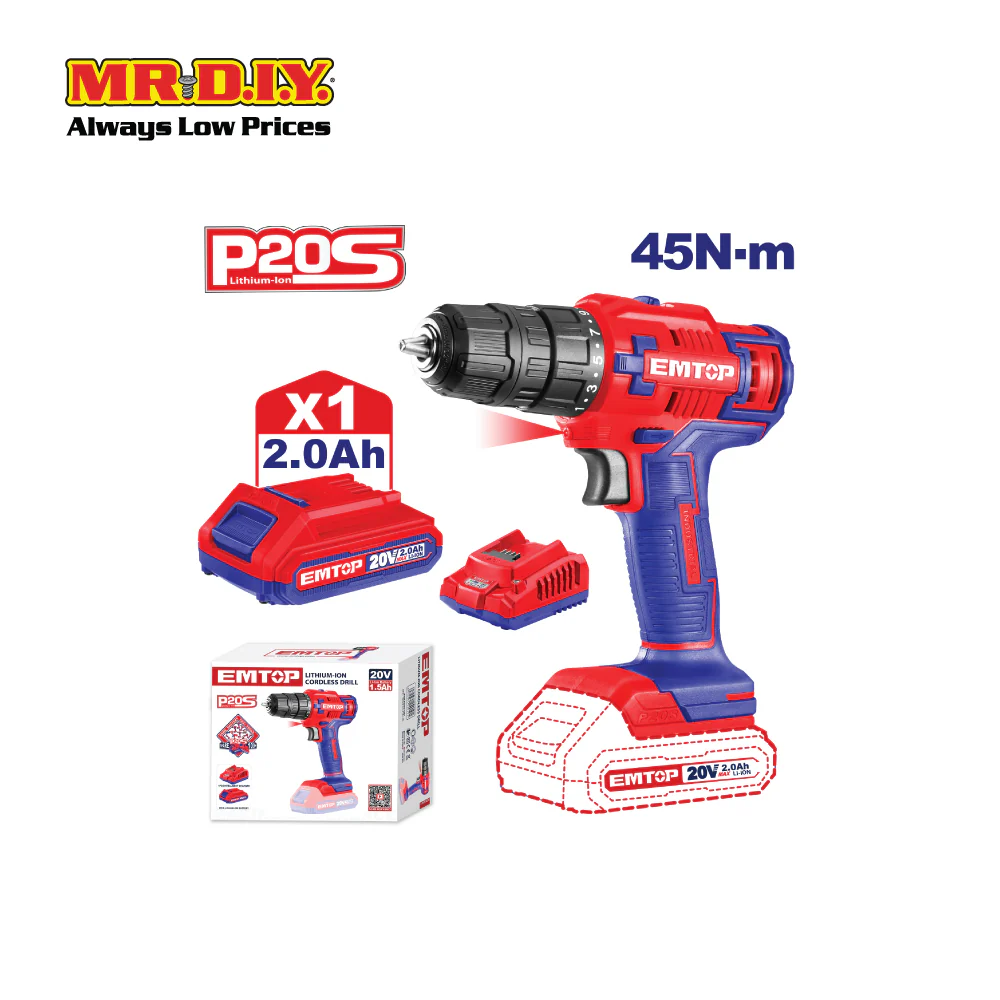 EMTOP Lithium-Ion Cordless Drill 45Nm - ECDL620011-3 - Image 3