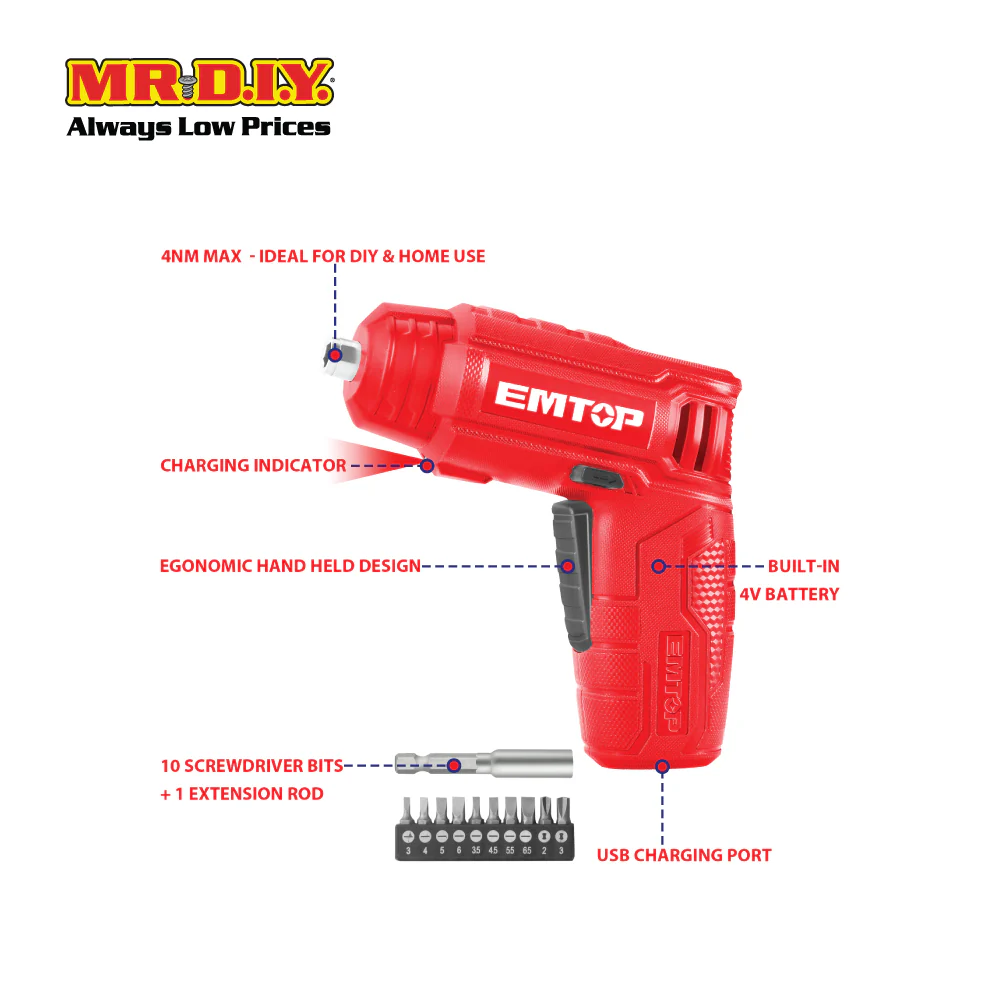 EMTOP Lithium-Ion Cordless Screwdriver ECSR0402 - Image 4