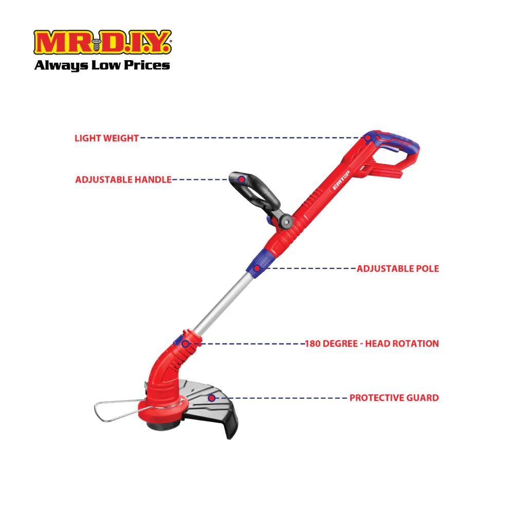 EMTOP Lithium-Ion grass trimmer 300mm - ELGT20018 - Image 2