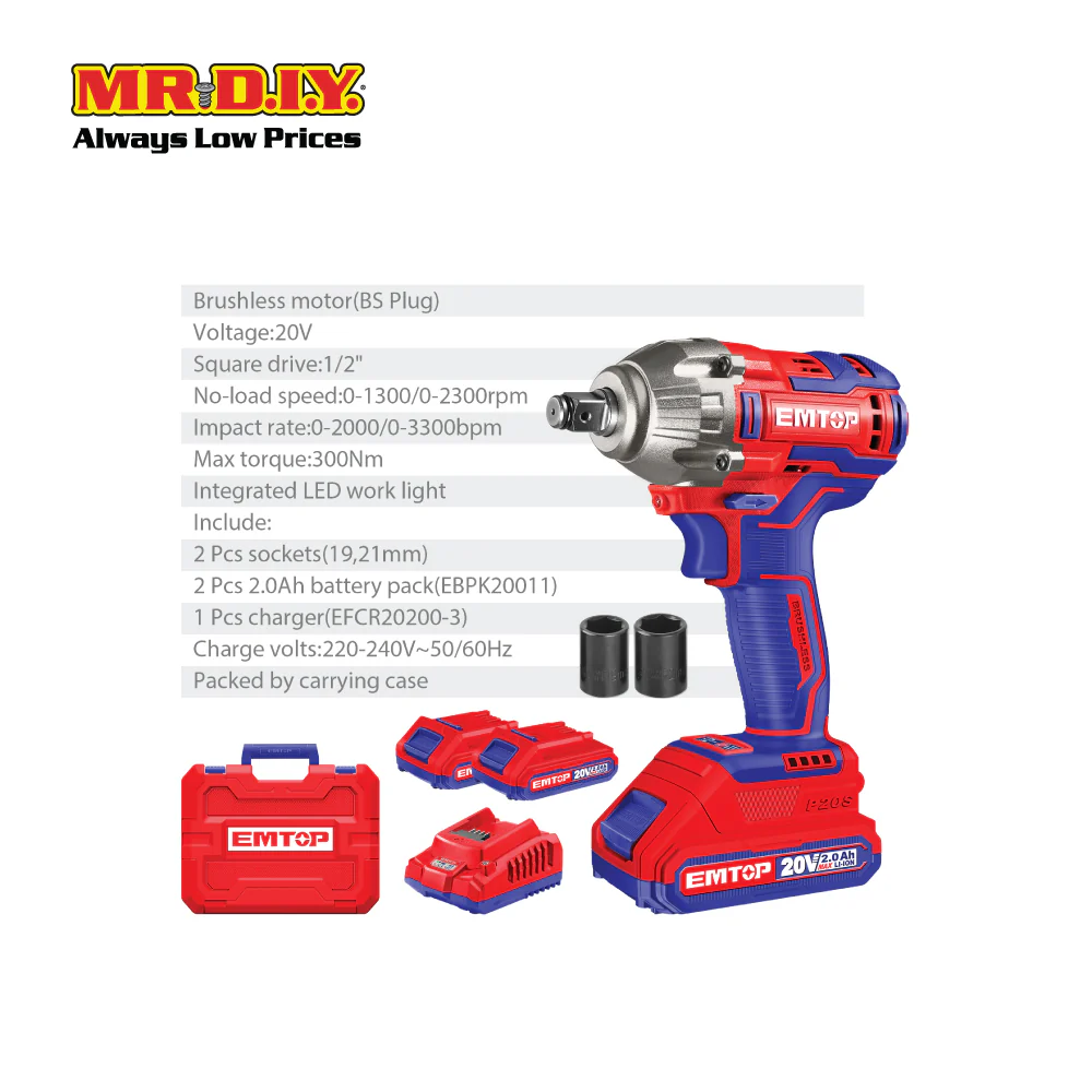 EMTOP Lithium-Ion Impact Wrench ECDLIW2038-3 - Image 4