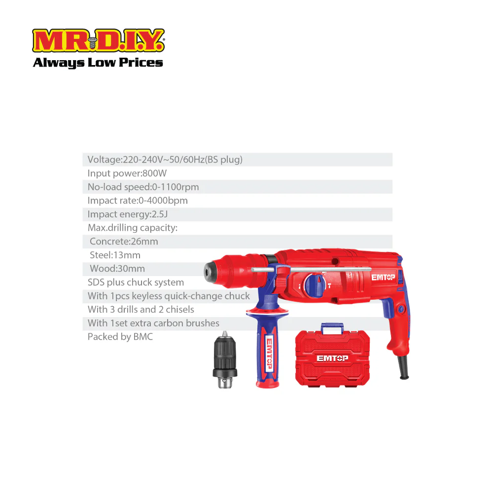EMTOP Rotary Hammer ERHRL802-3 - Image 4