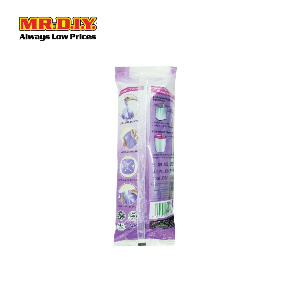 EVERYDAY Oxo-Biodegradable Single Handle Garbage Bag Lavender (18bags) - Image 2