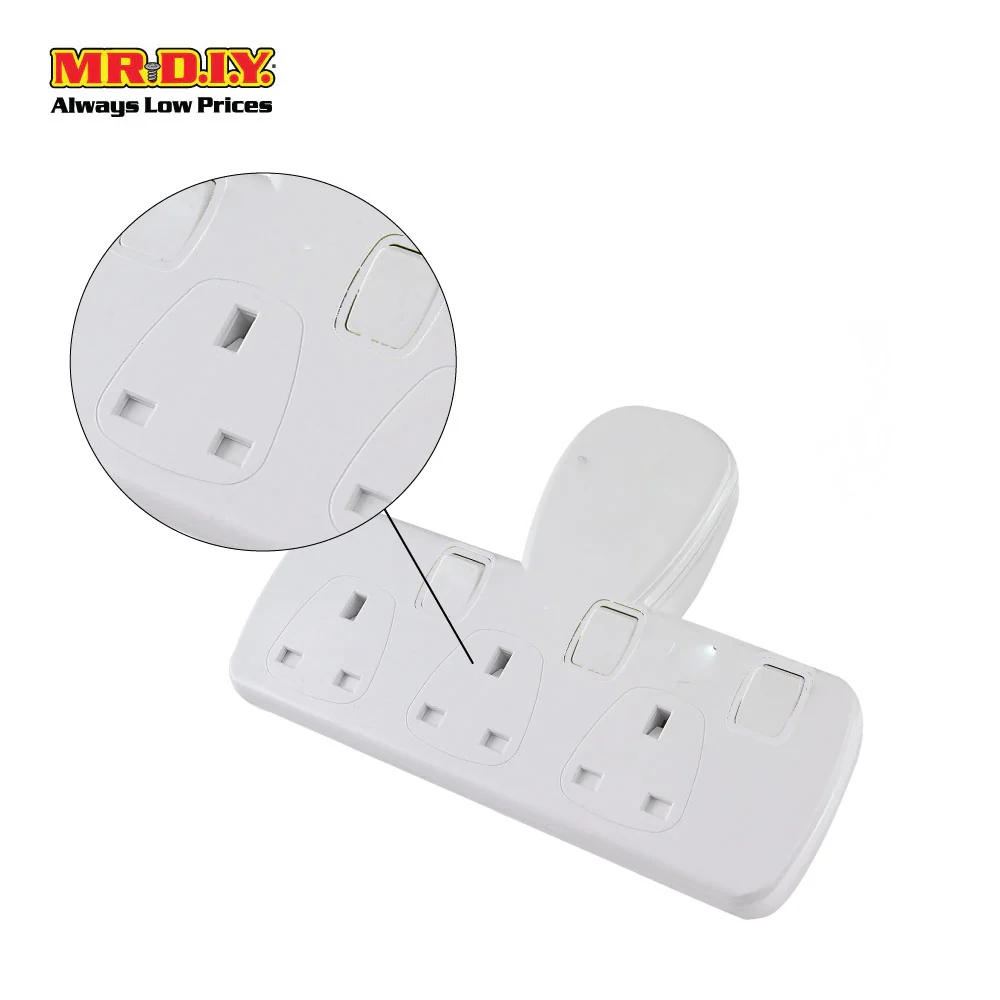HOYO Extension Compact Wall Adapter 3-Pin Socket 3 Gang 8183 2500W With SIRIM - Image 2