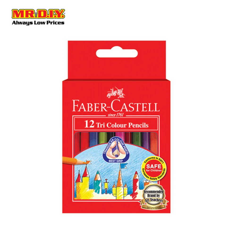 FABER-CASTELL 12 Short Tri Colour Pencils