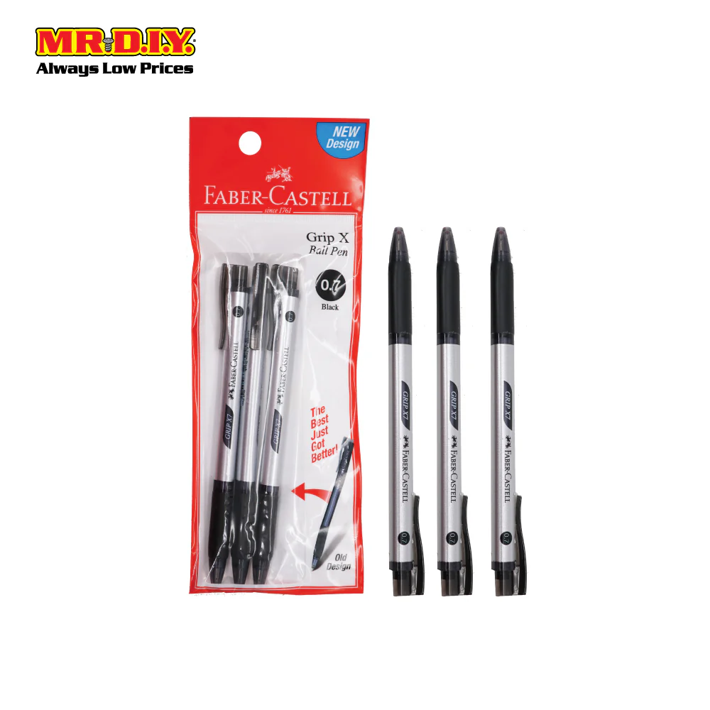 (MR.DIY) Faber Caster Black Colour Grip X7 Ball Pen 0.7mm (3pcs) - Image 2