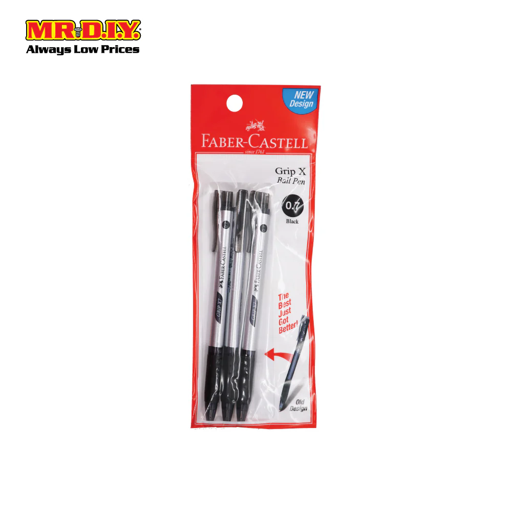 (MR.DIY) Faber Caster Black Colour Grip X7 Ball Pen 0.7mm (3pcs) - Image 3