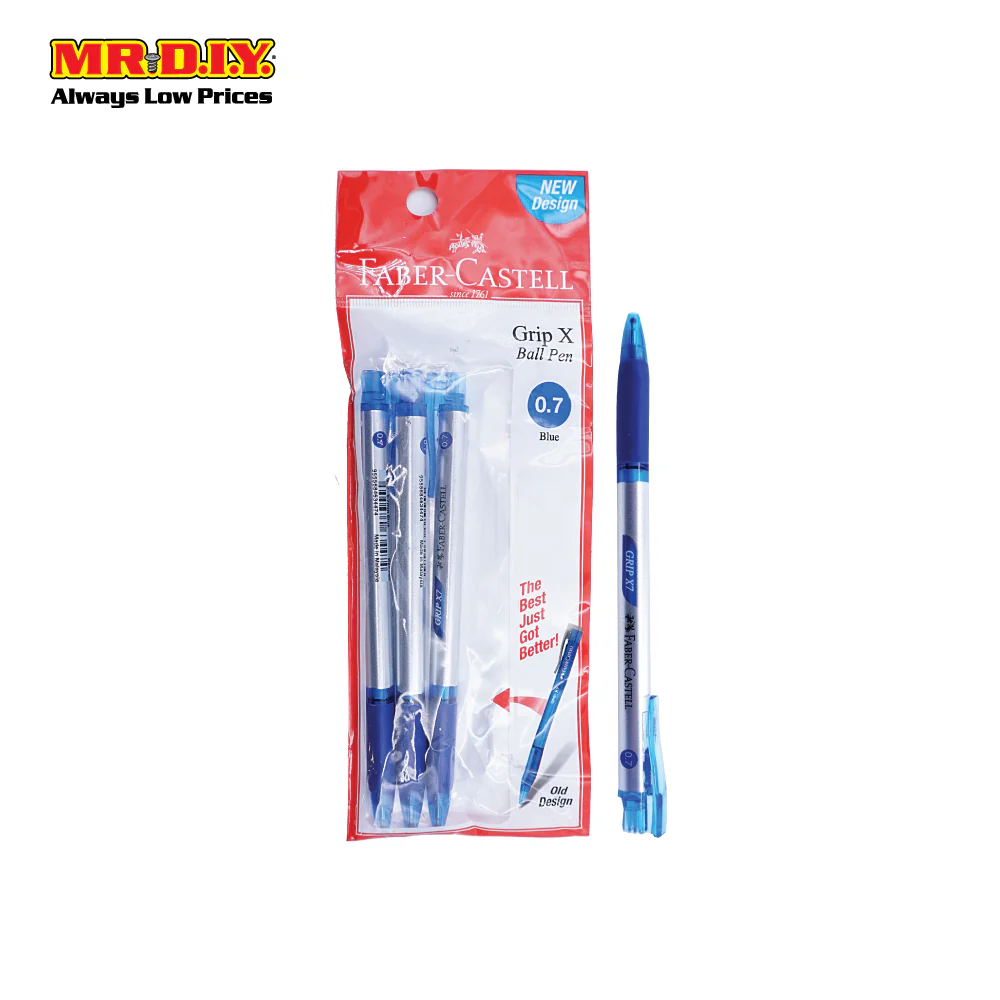 (MR.DIY) Faber Caster Blue Colour Grip X7 Ball Pen 0.7mm (3pcs) - Image 2