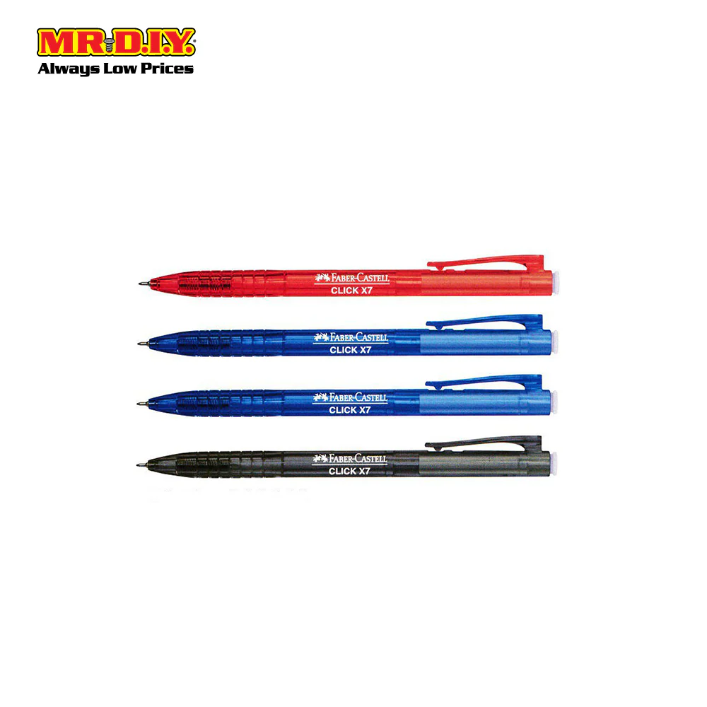 FABER CASTELL Click X7 Ballpoint Pen - Mix 0.7mm (4pcs) - Image 2