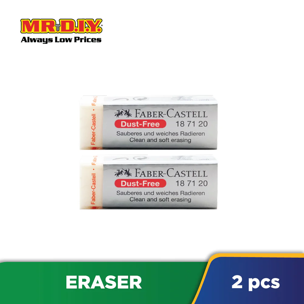 (MR.DIY) FABER-CASTELL Dust-Free Eraser With Sleeve (2pcs) - Image 4