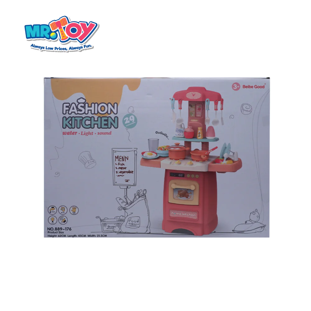 (MR.TOY) BEIBE GOOD Real Home Kitchen Cooking Playset with Water, Light and Sound for Kids - Image 3